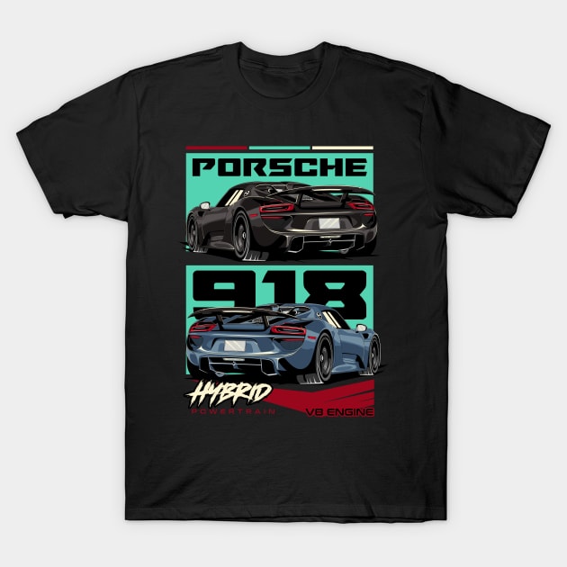 Retro Porsche 918 T-Shirt by Harrisaputra